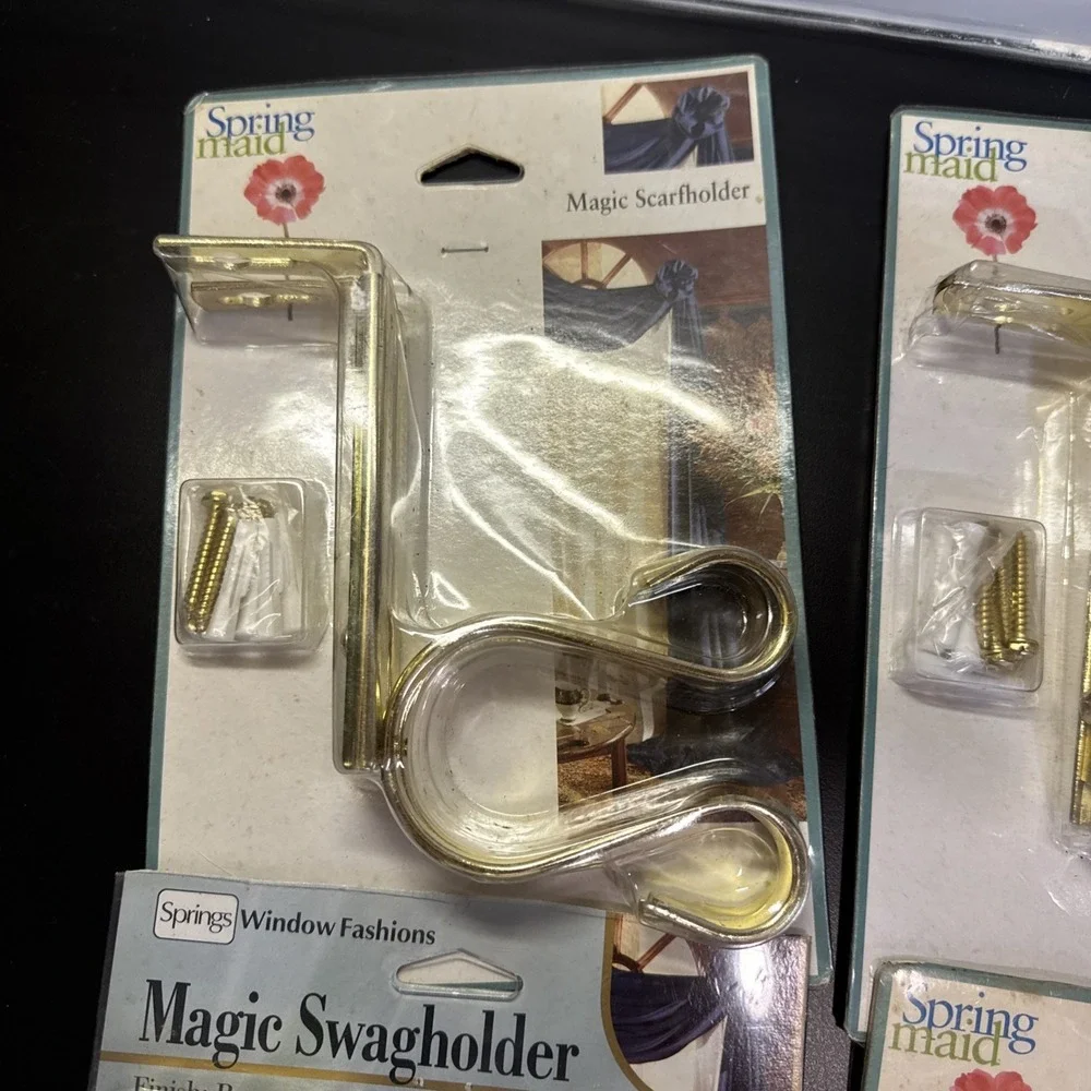 4 pair of Spring Maid Magic Scarfholder/Swagholder curtain drape‎ holder